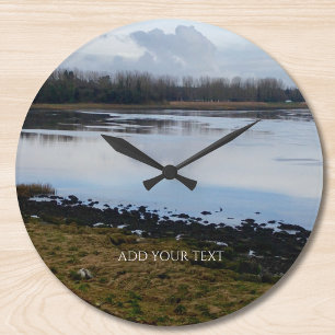 Grande Horloge Ronde Paysage personnalisé avec photo et texte personnal