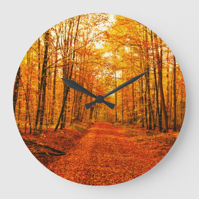 Grande Horloge Ronde Paysage pittoresque du Chemin d'Automne (Recto)