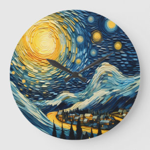 Grande Horloge Ronde Paysage urbain au clair de lune