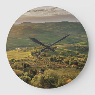 Grande Horloge Ronde Paysages ruraux italiens, coucher de soleil de Tos