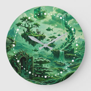 Grande Horloge Ronde Paysages surréalistes de rêves d'émeraude - Nuance