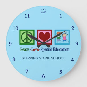Grande Horloge Ronde Peace Love Éducation spéciale