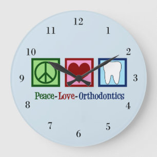 Grande Horloge Ronde Peace Love Orthodontique Office Orthodontiste