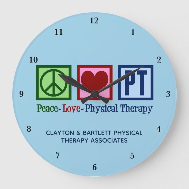 Grande Horloge Ronde Peace Love Physical Therapy Custom PT Office Wall (Recto)