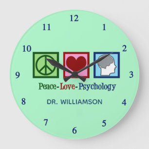 Grande Horloge Ronde Peace Love Psychology mignon Psychologue Office