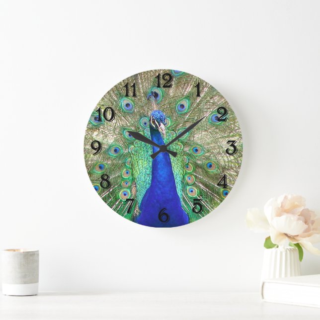 Grande Horloge Ronde Peacock bleu (Maison)