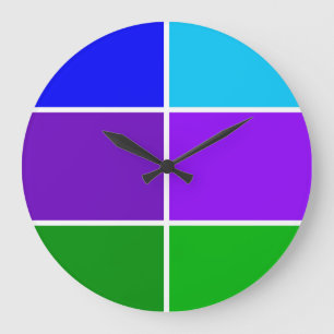 Grande Horloge Ronde Peacock Color Geometric blocs