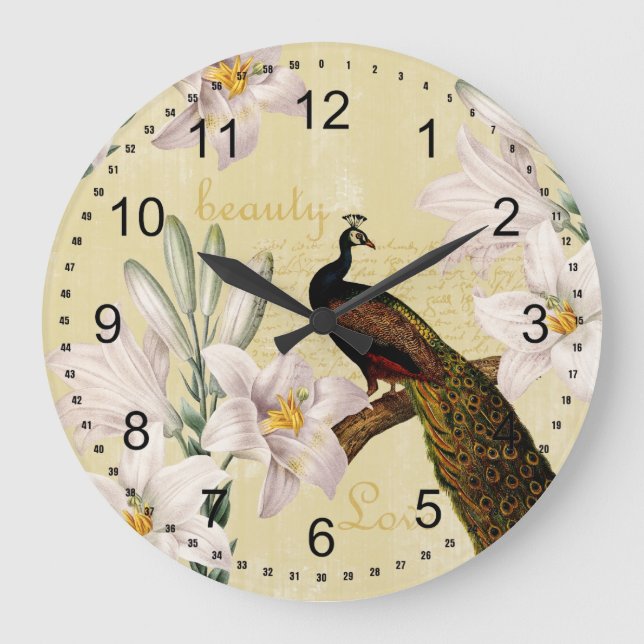 Grande Horloge Ronde Peacock Lilies (Recto)