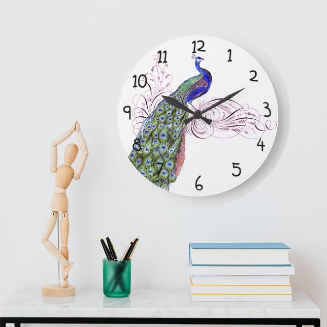 Grande Horloge Ronde Peacock vintage (Vintage Peacock Large Clock)