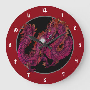 Grande Horloge Ronde Pearl de dragon chinois