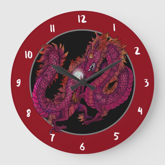 Grande Horloge Ronde Pearl de dragon chinois (Recto)