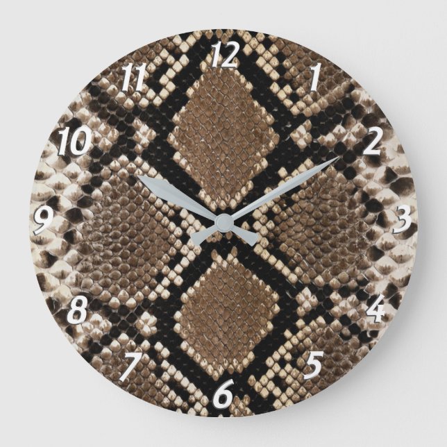 Grande Horloge Ronde Peau de serpent de python de Faux (Recto)