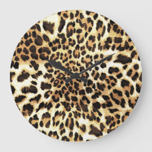Grande Horloge Ronde Peaux de léopard, design motif sans soudure.
