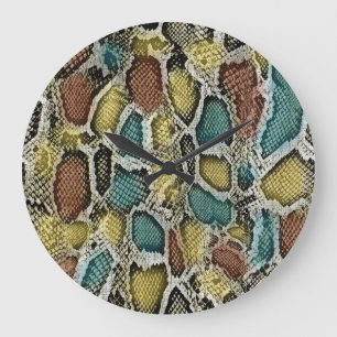 Grande Horloge Ronde Peaux de serpent colorées : conception transparent