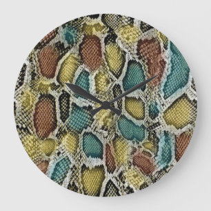 Grande Horloge Ronde Peaux de serpent colorées : conception transparent