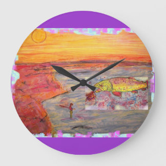 Grande Horloge Ronde pêche à la mouche coucher de soleil