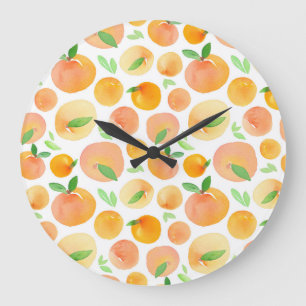 Grande Horloge Ronde Pêche à l'aquarelle peinte à la main : sans soudur