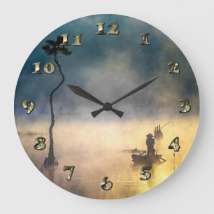 Grande Horloge Ronde Pêche asiatique au lac Fog