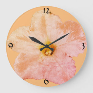 Grande Horloge Ronde Pêche de Noël florale de pétunia Résumé