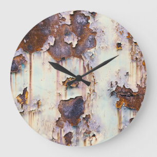 Grande Horloge Ronde Peinture à épluchage du Wagon du train rouillé