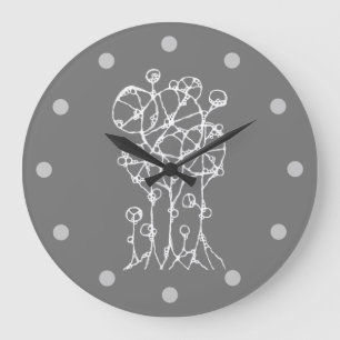Grande Horloge Ronde Peinture à la main - Arbre Abstrait Groupe 2