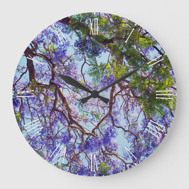 Grande Horloge Ronde Peinture à l'huile d'arbre de Jacaranda violet, gr (Recto)
