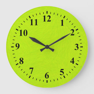 Grande Horloge Ronde Peinture Abstraite à la chaux verte