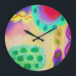 Grande Horloge Ronde Peinture Abstraite colorée<br><div class="desc">Ma peinture abstraite funky fait de cette belle horloge murale une oeuvre d'art décoratif colorée!</div>