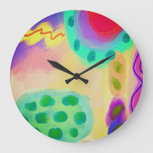 Grande Horloge Ronde Peinture Abstraite colorée