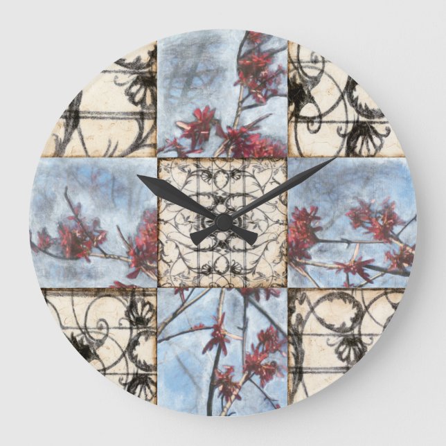 Grande Horloge Ronde Peinture Abstraite de défilement (Recto)