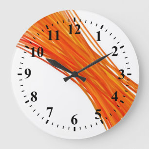 Grande Horloge Ronde Peinture Abstraite orange