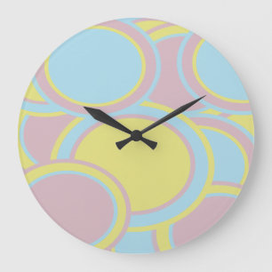 Grande Horloge Ronde Peinture Abstraite Pastel moderne