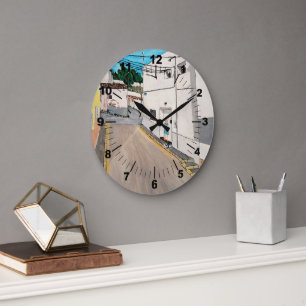 Grande Horloge Ronde Peinture Calle Cabanilles par Alfred Fox