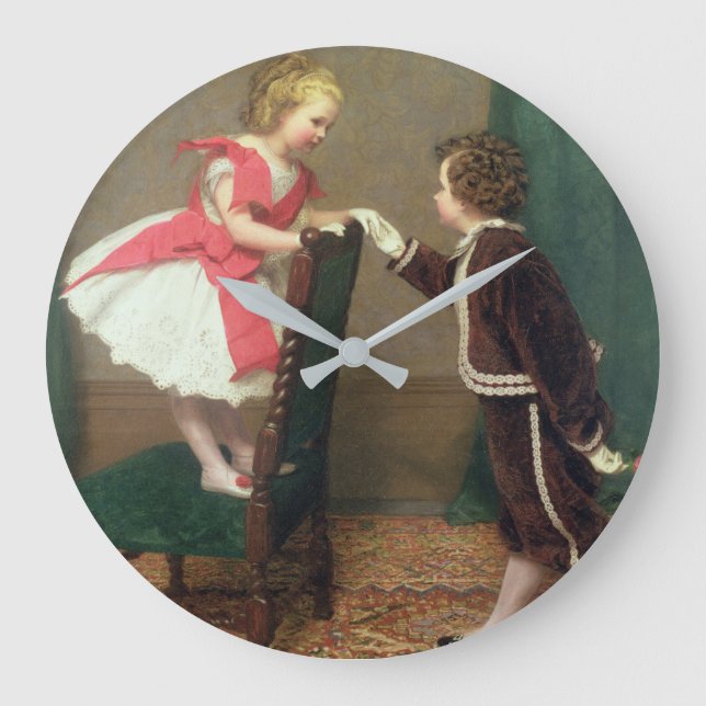 Grande Horloge Ronde Peinture classique vintage d'enfants victoriens (Recto)
