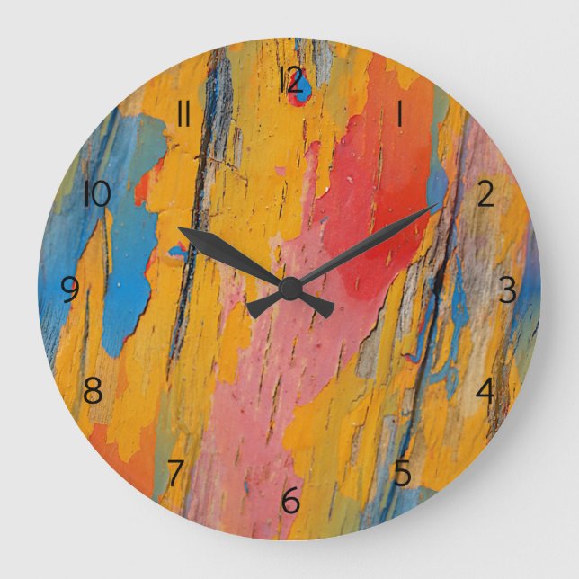Grande Horloge Ronde Peinture colorée (Recto)
