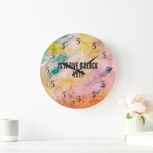Grande Horloge Ronde Peinture d’aquarelle à cinq heures