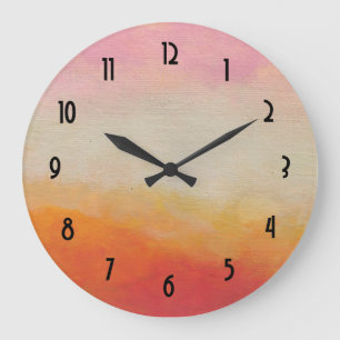 Grande Horloge Ronde Peinture de paysage abstraite de couleurs de