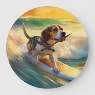Grande Horloge Ronde Peinture de surf sur la plage de Beagle