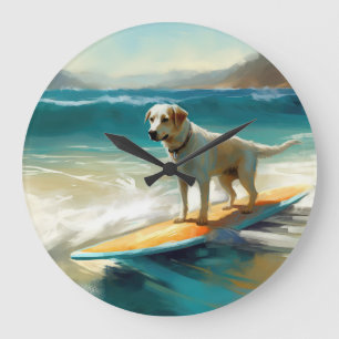 Grande Horloge Ronde Peinture de Surf sur Plage de Berger Anatolien