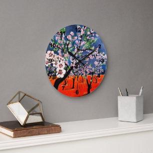 Grande Horloge Ronde Peinture Huerto de Almendros par Alfred Fox