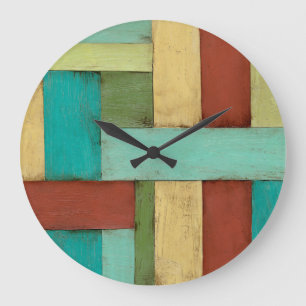 Grande Horloge Ronde Peinture multicolore côtière de Contempoary