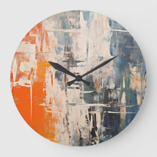 Grande Horloge Ronde Peinture numérique abstraite Carrefour chromatique