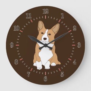 Grande Horloge Ronde Pembroke Welsh Corgi Chien