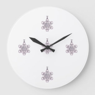 Grande Horloge Ronde Pendentif en argent Géométrie sacrée Cube de Métat
