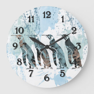 Grande Horloge Ronde Penguins amis pour toujours