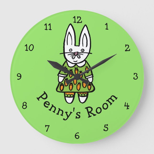 Grande Horloge Ronde Penny le lapin personnalisé (Recto)