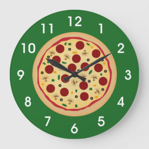 Grande Horloge Ronde Pepperoni amusant et Veggie Pizza