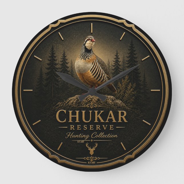Grande Horloge Ronde Perdrix Chukar ,Art (Recto)