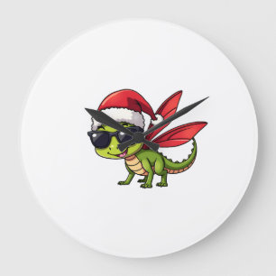 Grande Horloge Ronde Père Noël libellule de Noël Chapeau drôle de Xmas
