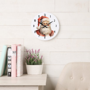 Grande Horloge Ronde Père Noël rétro